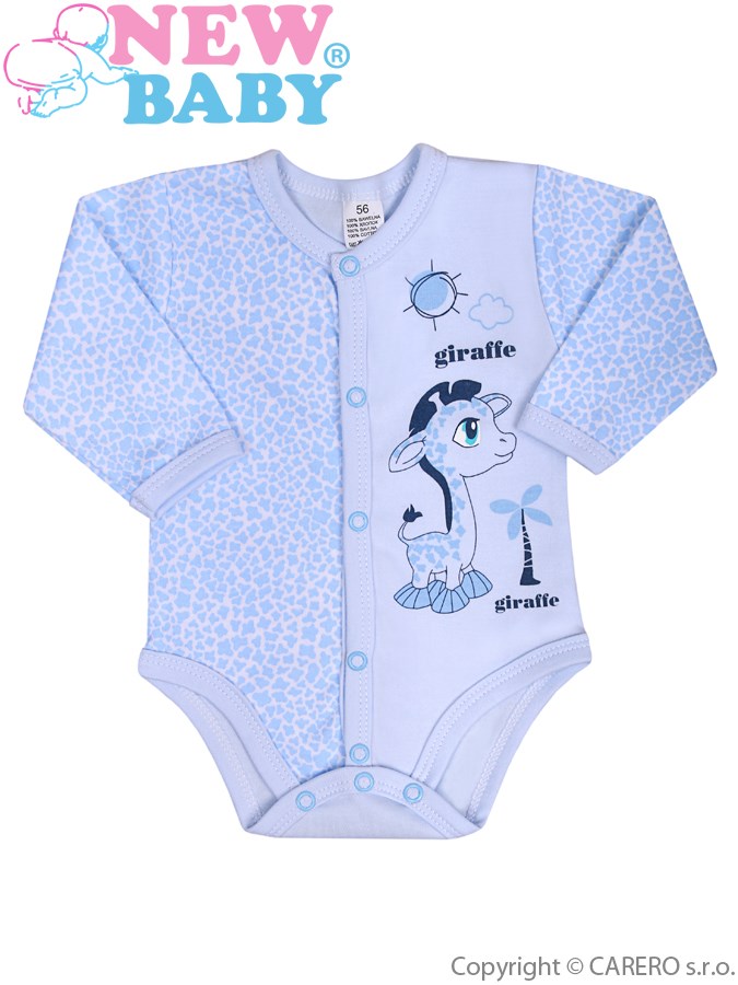 Dojčenské rozopínajúce body s dlhým rukávom New Baby Giraffe modré