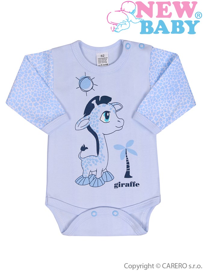 Dojčenské body s dlhým rukávom New Baby Giraffe modré