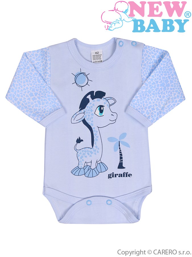 Dojčenské body s dlhým rukávom New Baby Giraffe modré
