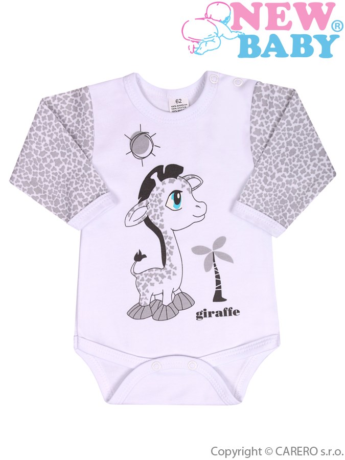 Dojčenské body s dlhým rukávom New Baby Giraffe sivé