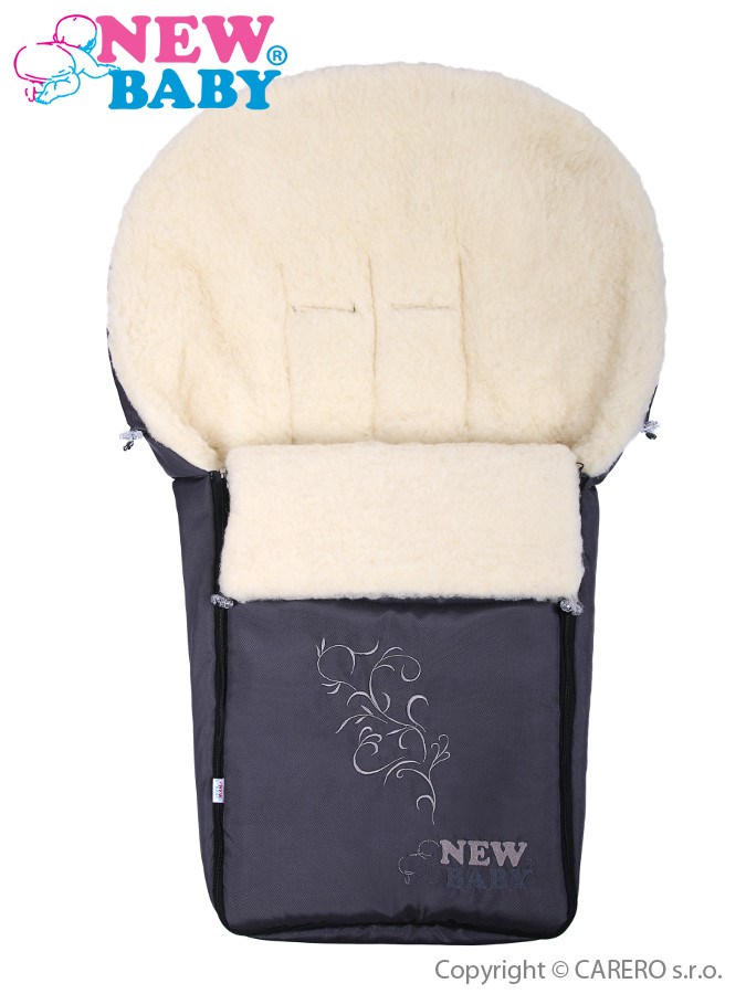 Luxusný fusak s ovčím rúnom New Baby sivý