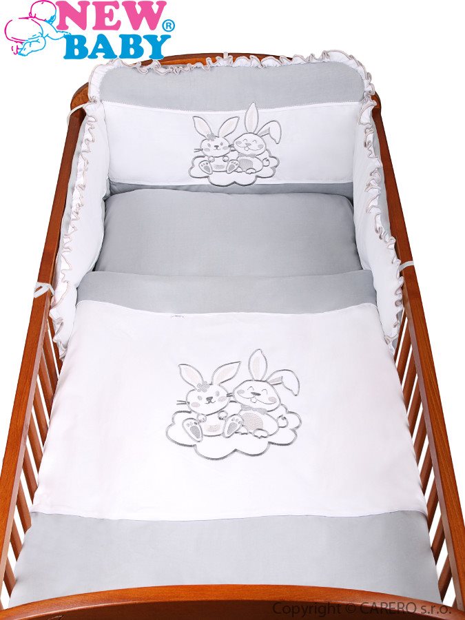 3-dielne posteľné obliečky New Baby Bunnies 90/120 sivé