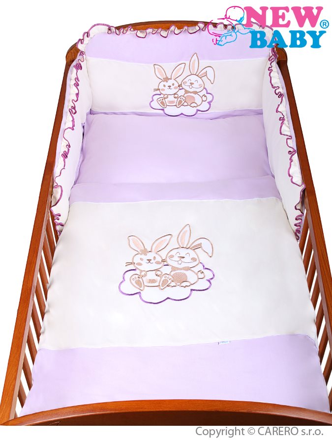 3-dielne posteľné obliečky New Baby Bunnies 100x135 fialové