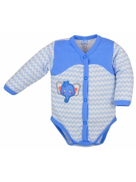 Dojčenské rozopínacie body s dlhým rukávom Bobas Fashion Dominik modré