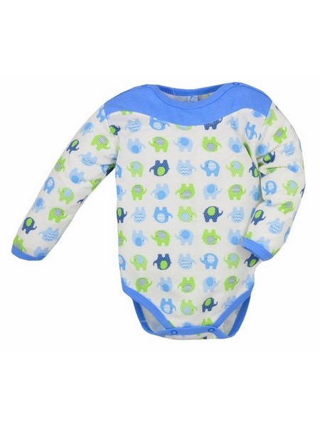 Dojčenské body s dlhým rukávom Bobas Fashion Dominik modré so slonmi