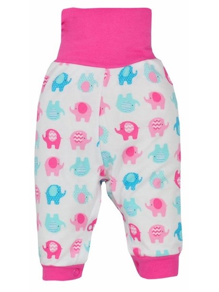 Dojčenské tepláčky Bobas Fashion Dominik ružové so slonmi