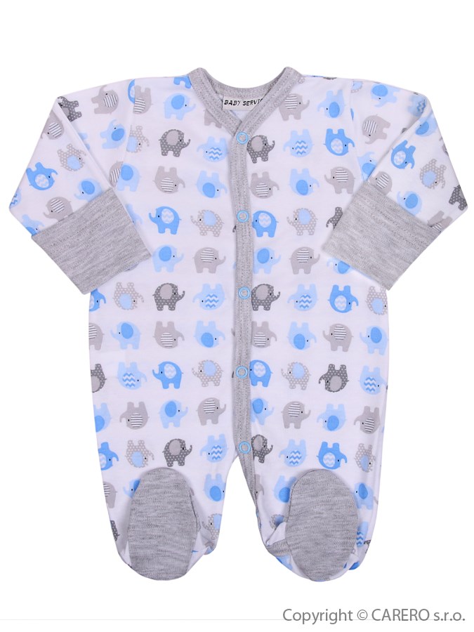 Dojčenský overal Baby Service Sloníki bielo-modrý