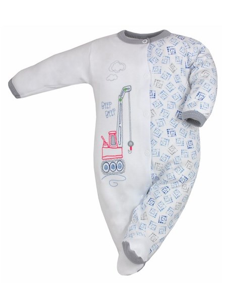 Dojčenský overal Bobas Fashion Beti II sivý so žeriavom