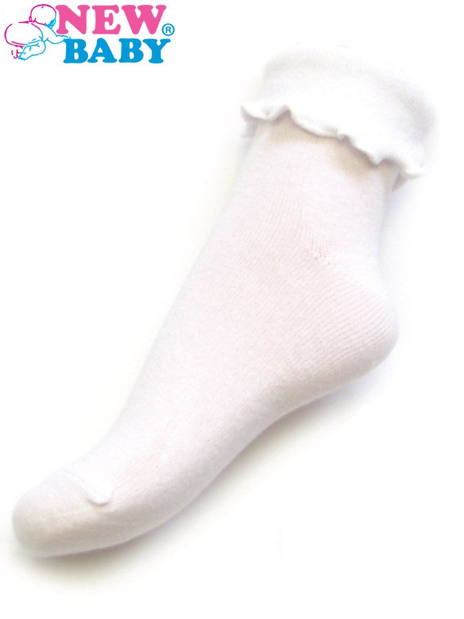 Dojčenské bavlnené ponožky s volánikom New Baby biele