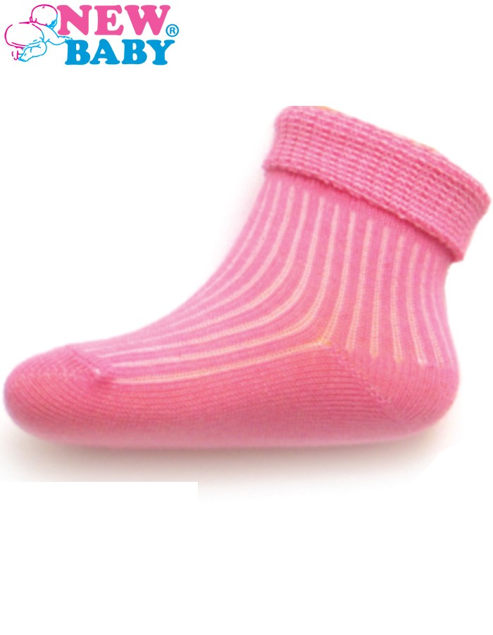 Dojčenské pruhované ponožky New Baby tmavo ružové