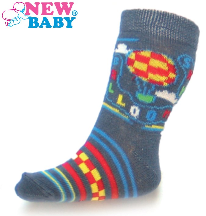Dojčenské bavlnené ponožky New Baby sivé s balónom