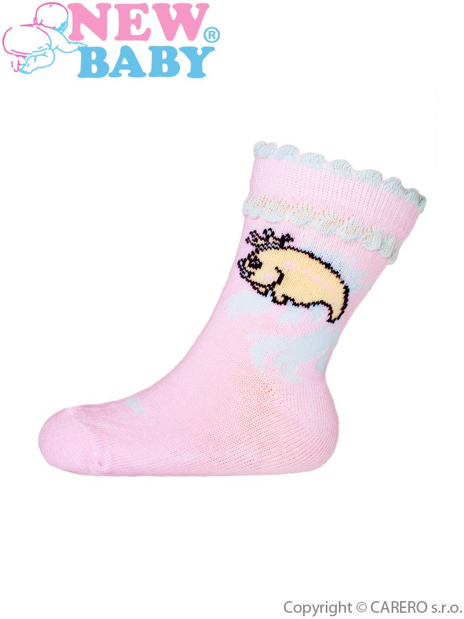 Dojčenské bavlnené ponožky New Baby ružové s rybou