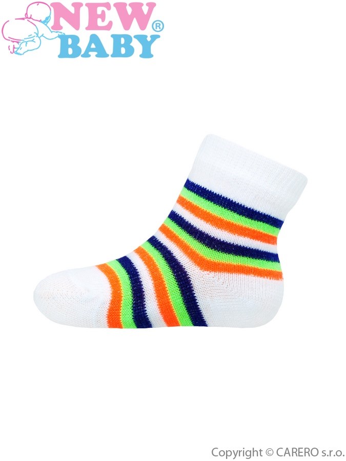 Dojčenské pruhované ponožky New Baby modro-bielo-zelené