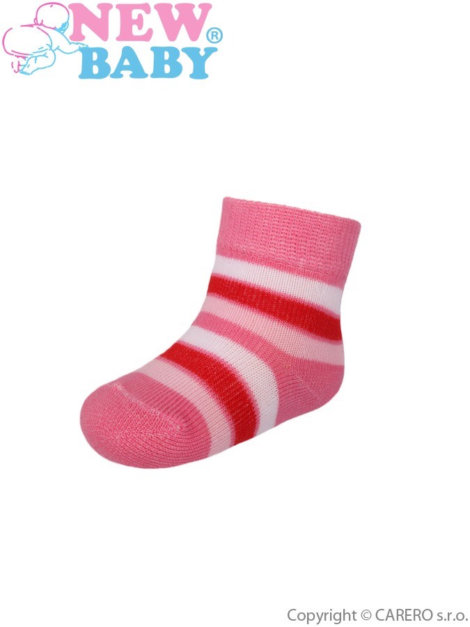 Dojčenské pruhované ponožky New Baby bielo-ružové