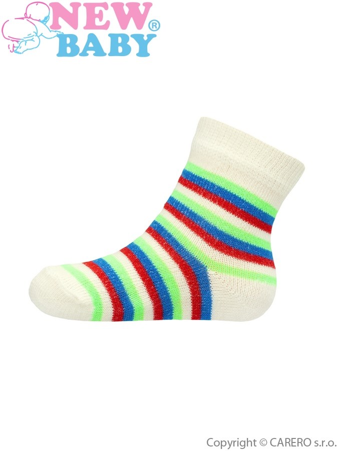 Dojčenské pruhované ponožky New Baby modro-červeno-zelené