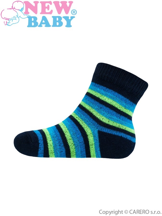 Dojčenské pruhované ponožky New Baby tmavo modro-zeleno-modré