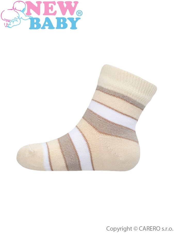 Dojčenské pruhované ponožky New Baby bežovo-hnedé