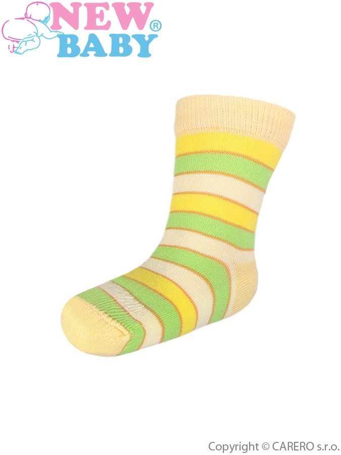 Dojčenské pruhované ponožky New Baby bežovo-zelené