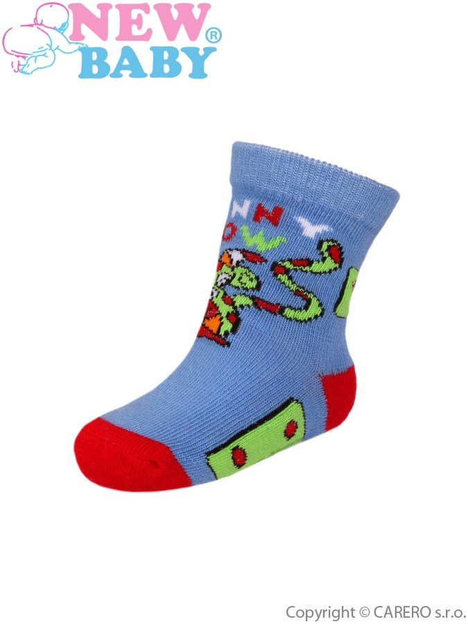 Detské ponožky New Baby s ABS modré funny cow