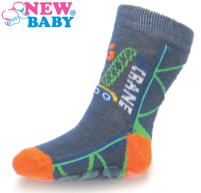 Detské ponožky New Baby s ABS sivé big crane