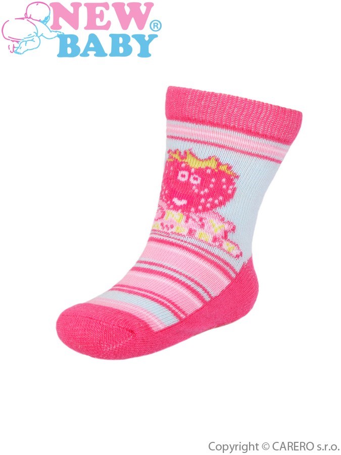Detské ponožky New Baby s ABS ružovo-modré strawberry