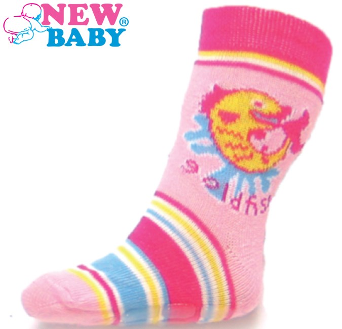 Detské ponožky New Baby s ABS ružové gold fish