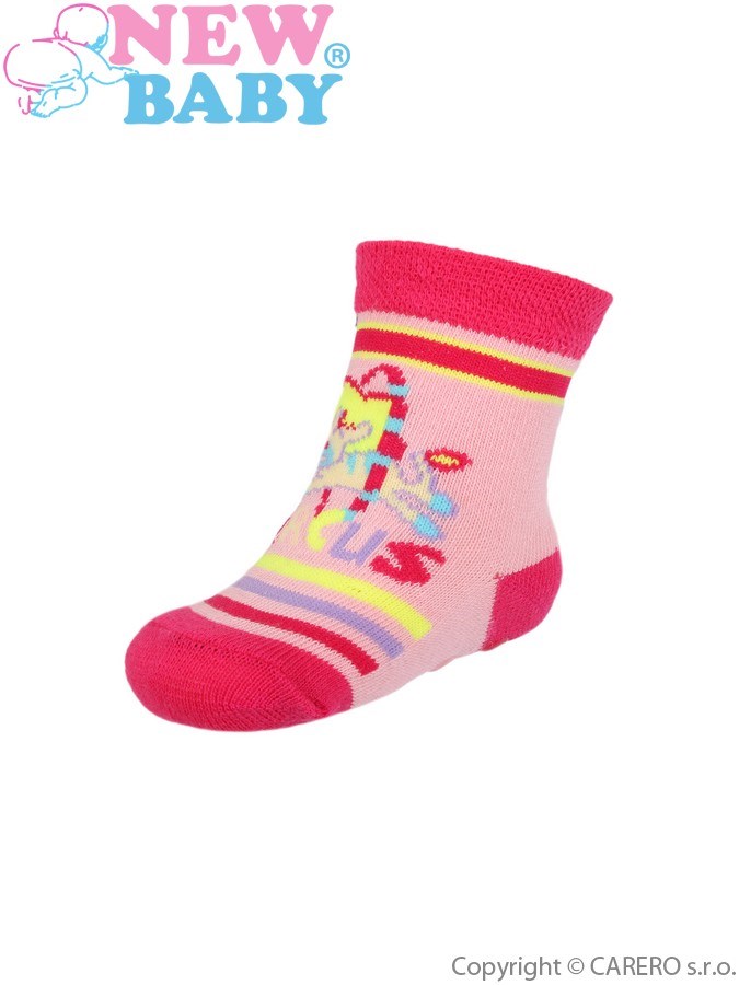 Dojčenské ponožky New Baby s ABS ružovo-červené circus