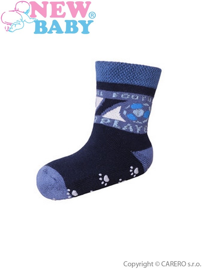 Dojčenské froté ponožky New Baby s ABS tmavo modré player