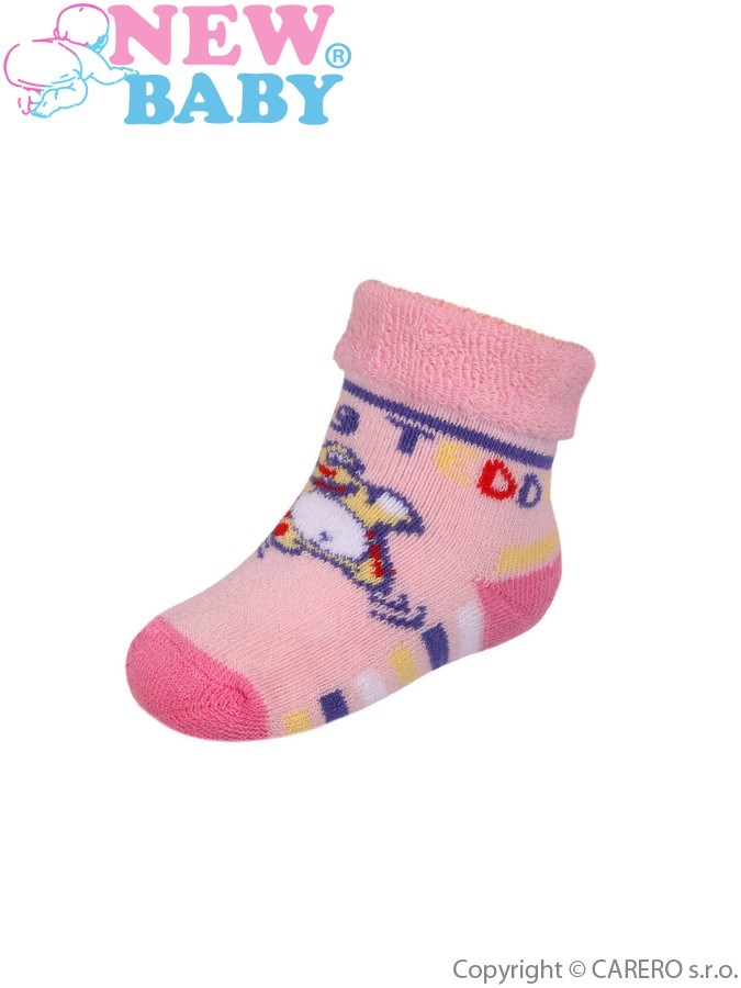 Dojčenské froté ponožky New Baby ružové jumping teddy
