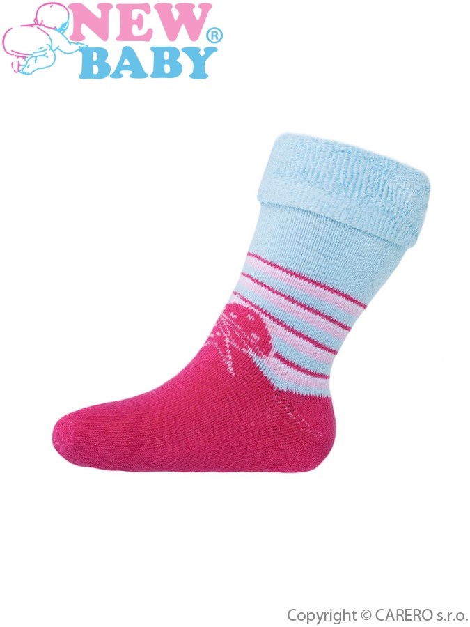 Detské froté ponožky New Baby ružovo-modré s mašľou