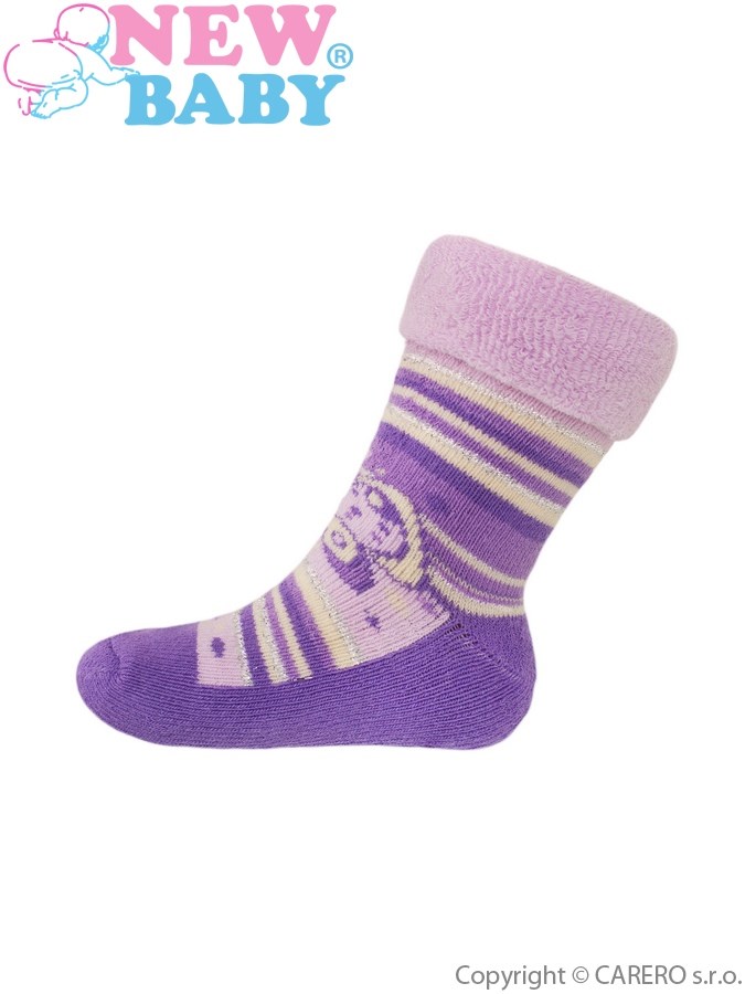 Detské froté ponožky New Baby fialové s motýľom