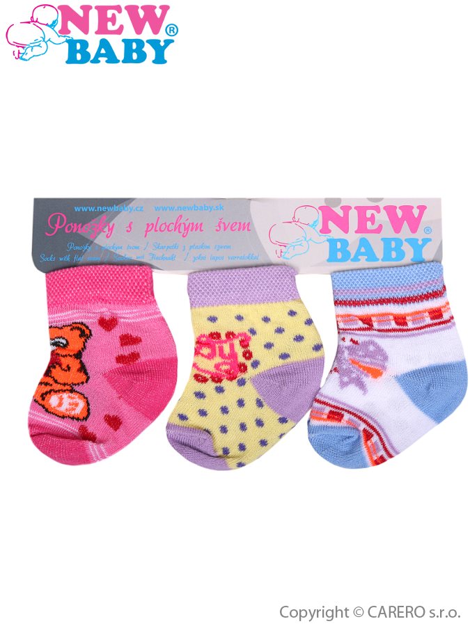 Dojčenské bavlnené ponožky New Baby farebné - 3ks