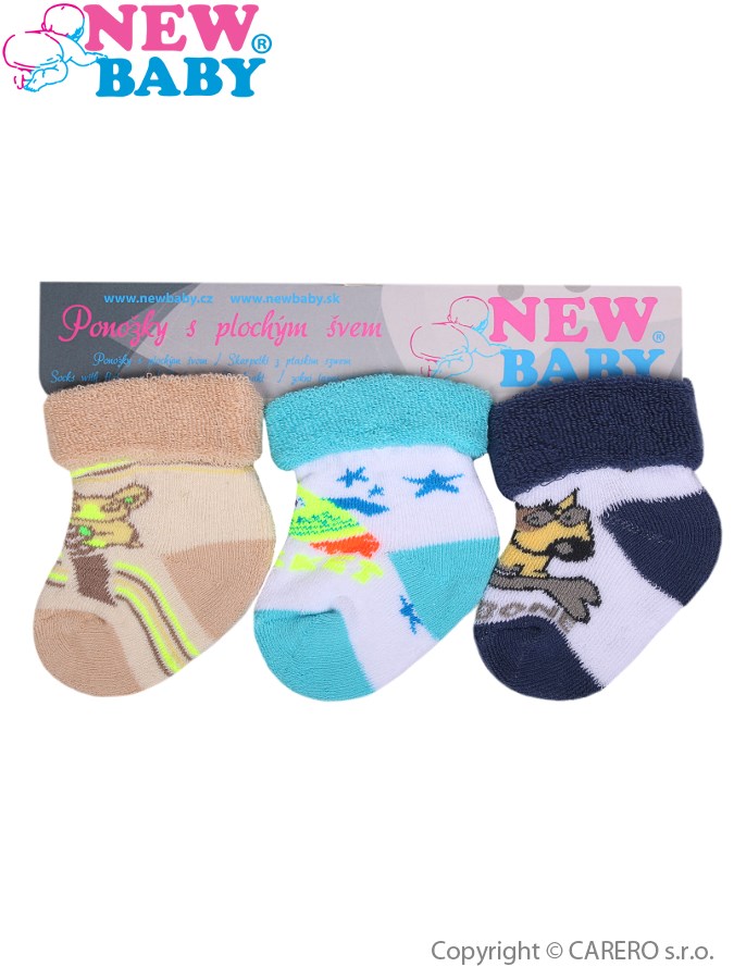 Dojčenské froté ponožky New Baby farebné - 3ks
