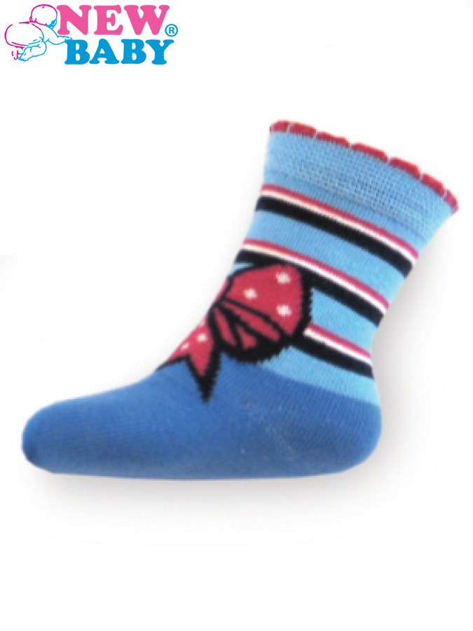 Detské bavlnené ponožky New Baby modré s mašličkou
