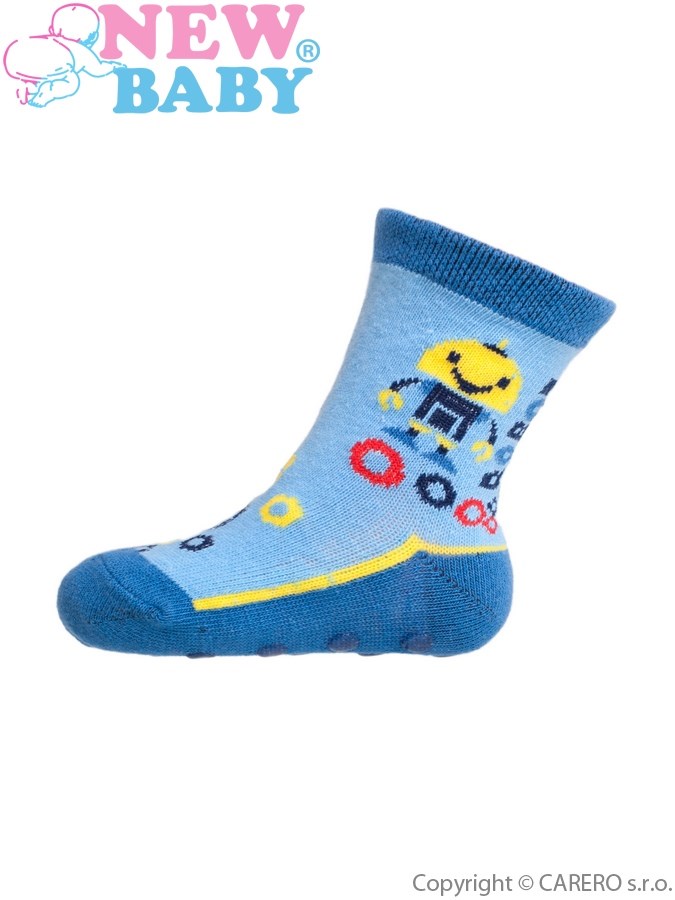 Dojčenské ponožky New Baby s ABS modré s robotom