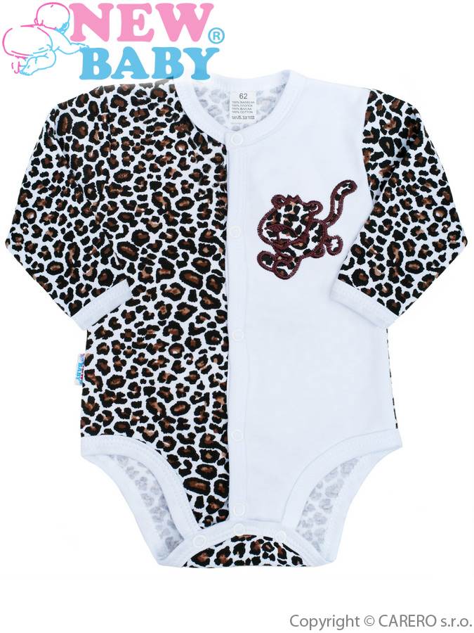 Dojčenské body s dlhým rukávom New Baby Leopardík hnedé