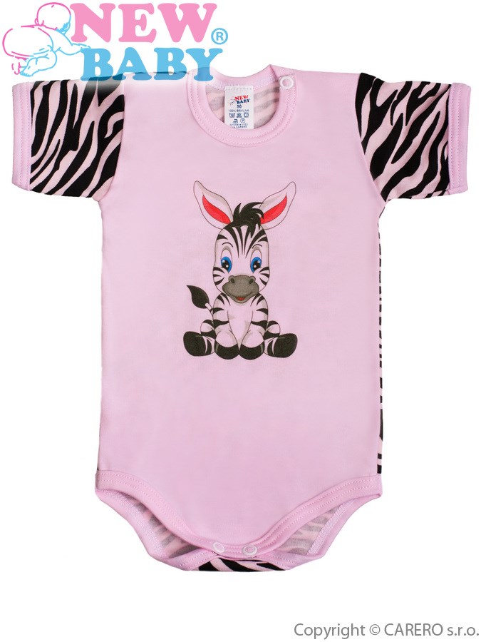 Dojčenské body s krátkym rukávom New Baby Zebra ružové