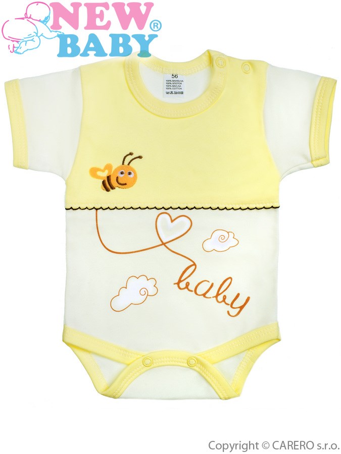 Dojčenské body s krátkym rukávom New Baby Clouds žlté