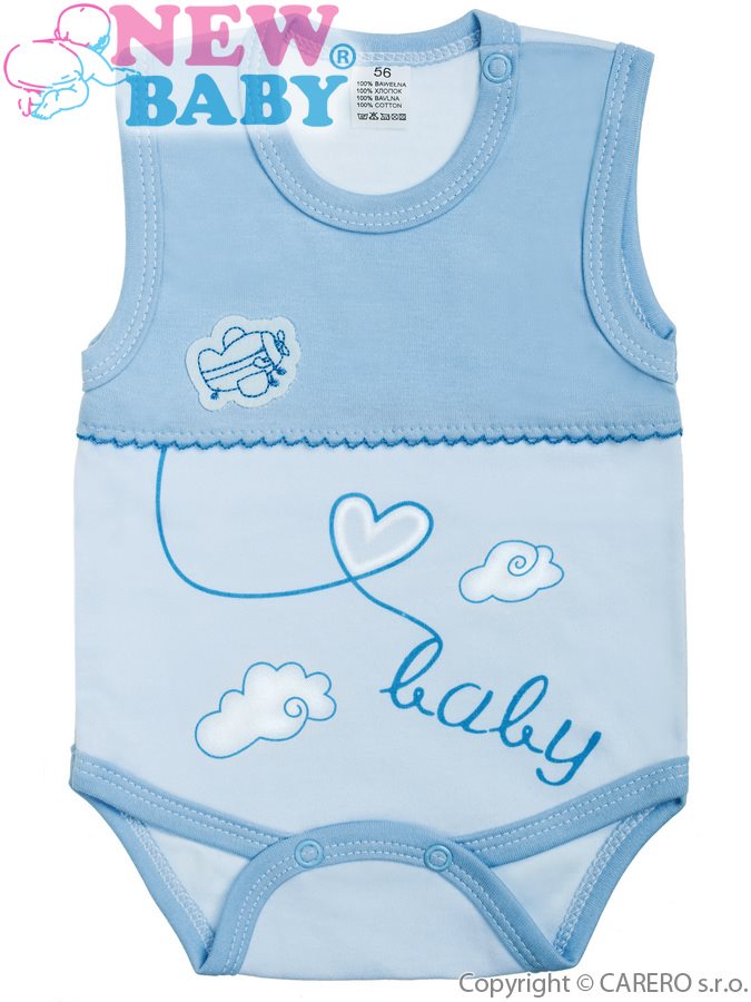 Dojčenské body bez rukávov New Baby Clouds modré