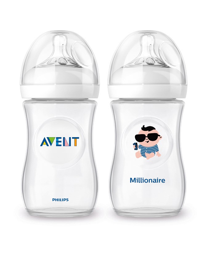 Dojčenská fľaša Avent Natural + fľaša Čím budem Millionaire 260ml