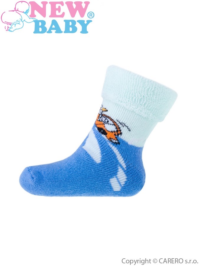 Detské froté ponožky New Baby modré s autíčkom