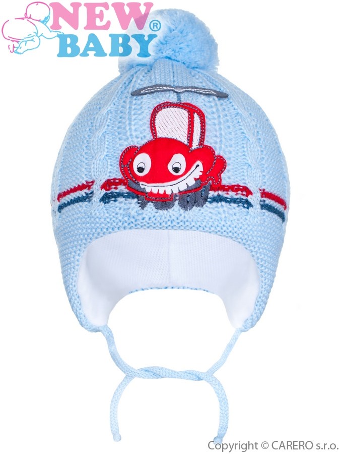 Zimná detská čiapočka New Baby autíčko bledo modrá