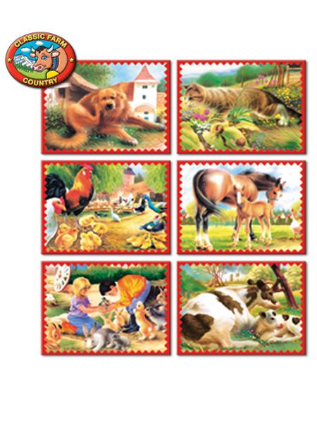 Skladacie obrázkové kocky 12 ks zvieratká z farmy