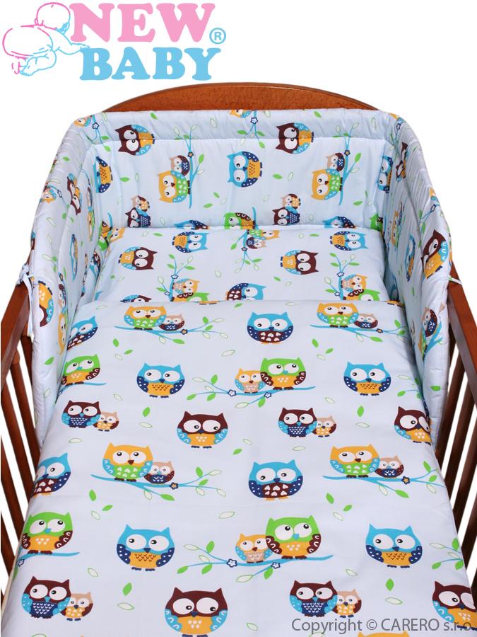 3-dielne posteľné obliečky New Baby 90/120 cm modré so sovou