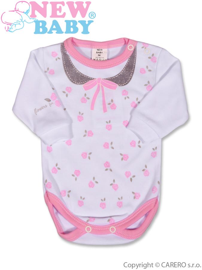 Dojčenské body s dlhým rukávom New Baby Jeans ružové