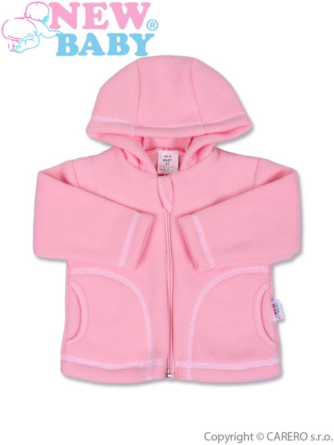 Dojčenský fleecový kabátik New Baby Kubík ružový