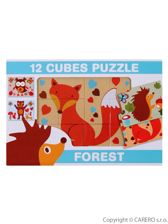 Skladacie obrázkové kocky 12 ks lesné zvieratá