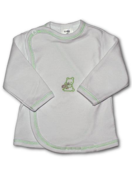 Dojčenská košieľka s vyšívaným obrázkom New Baby zelená