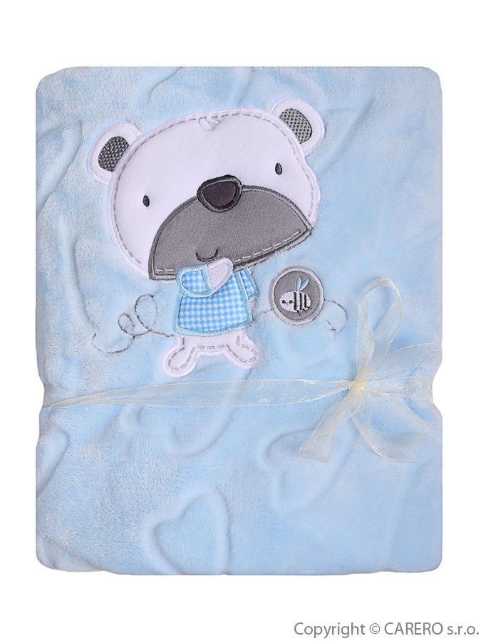 Detská deka Koala Srdiečka modrá s medvedíkom